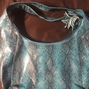 Turquoise snakeskin hobo purse